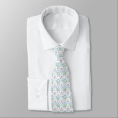 Col cravate blanc floral rose bleu (Attaché)
