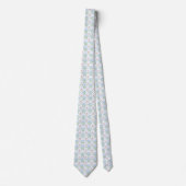 Col cravate blanc floral rose bleu (Devant)