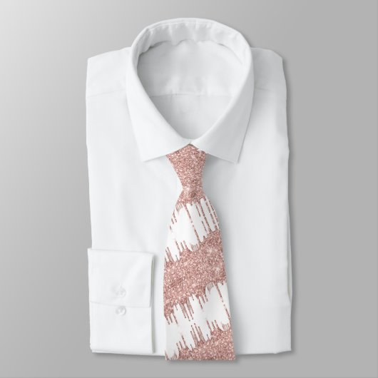 Col cravate blanc pailleté or rose (Attaché)