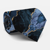 Col cravate bleu marine pailleté or (Roulé)