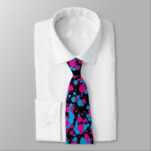 Col cravate bleu, rose et vert avec éclaboussures (Attaché)