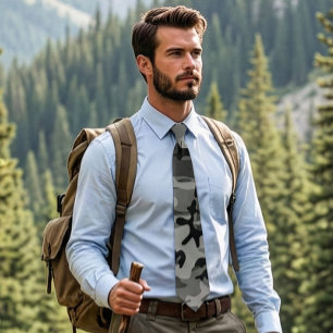 Col cravate camouflage gris et noir