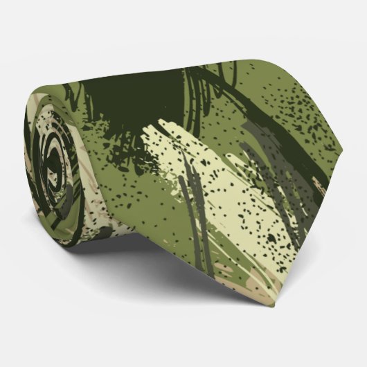 Col cravate camouflage noir vert kaki (Roulé)