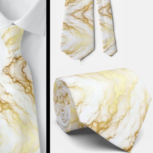 Col cravate de luxe formel | Marbre blanc et or