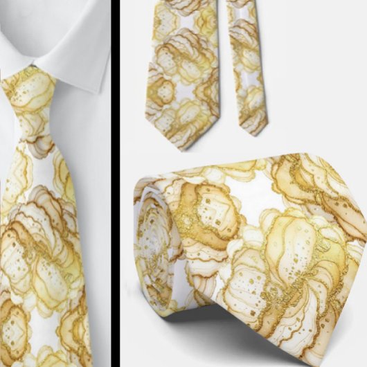Col cravate de luxe formel | Marbre blanc et or