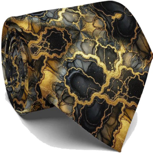 Col cravate de luxe formel | Marbre noir et or