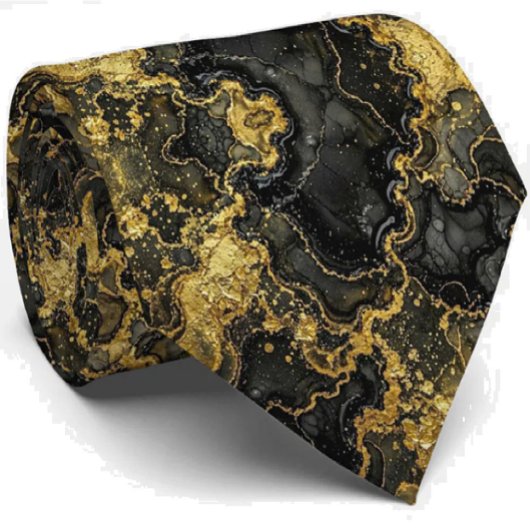 Col cravate de luxe formel | Marbre noir et or