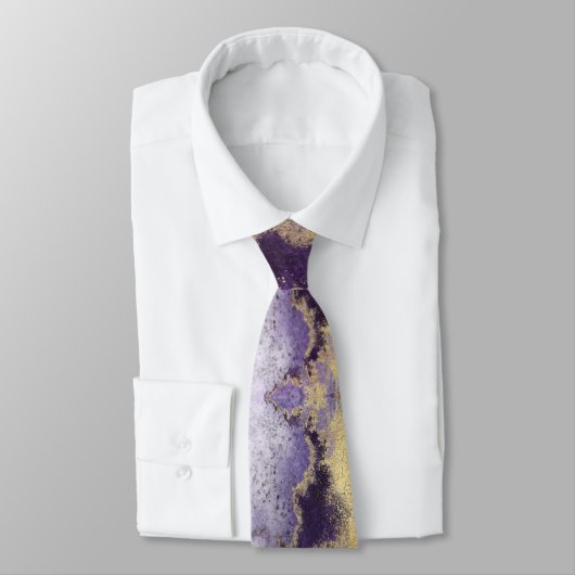 Col cravate de mariage Améthyste Violet et Or (Attaché)