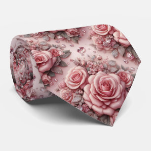 Col cravate de mariage de luxe Roses roses et di