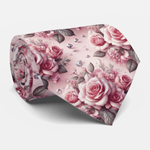 Col cravate de mariage de luxe Roses roses et di