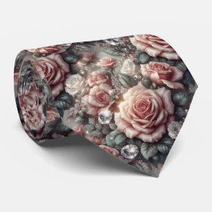Col cravate de mariage de luxe Roses roses et di