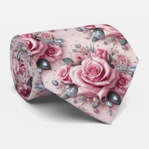 Col cravate de mariage de luxe Roses roses et di
