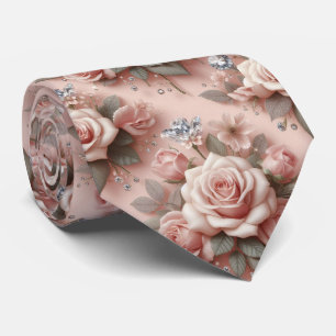Col cravate de mariage de luxe Roses roses et di