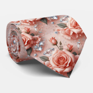 Col cravate de mariage de luxe Roses roses et di