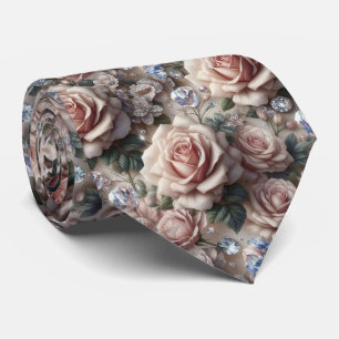 Col cravate de mariage de luxe Roses roses et di