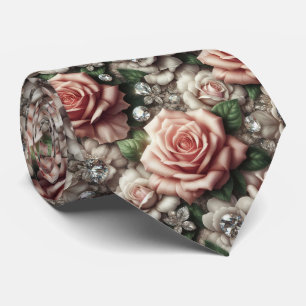 Col cravate de mariage de luxe Roses roses et di