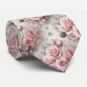 Col cravate de mariage de luxe Roses roses et di