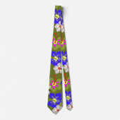 Col cravate de mariage vert armée à motif d'Hibisc (Devant)