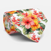 Col cravate de vacances d'été | Hibiscus tropical  (Roulé)