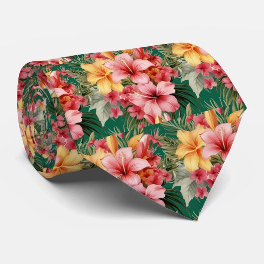 Col cravate d'été | Hibiscus tropical (Roulé)