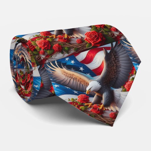 Col cravate drapeau américain patriotique (Roulé)