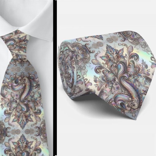Col cravate en faux opale holographique de luxe