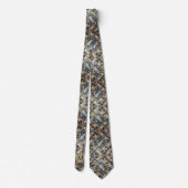 Col cravate en faux soie Monogram | Bleu + Marbre (Dos)