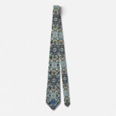 Col cravate en faux soie Monogram | Bleu + Marbre (Devant)
