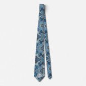 Col cravate en faux soie Monogram | Marbre bleu + (Devant)