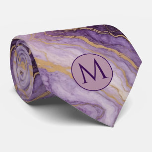 Col cravate en faux soie Monogram Marbre Violet
