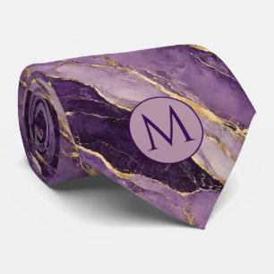 Col cravate en faux soie Monogram Marbre Violet