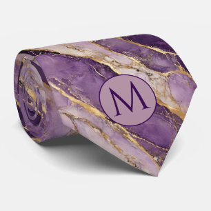 Col cravate en faux soie Monogram Marbre Violet