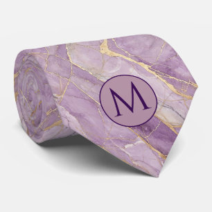 Col cravate en faux soie Monogram Marbre Violet