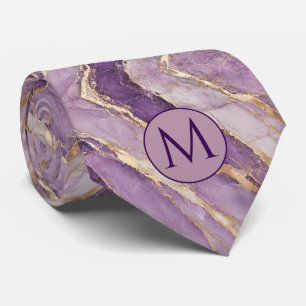 Col cravate en faux soie Monogram Marbre Violet