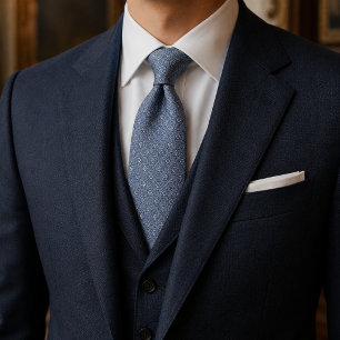 Col cravate en jacquard bleu français de luxe   Vi