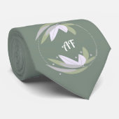 Col cravate feuille botanique sauge  (Roulé)