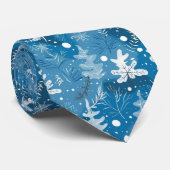 Col cravate feuilles bleues hivernales (Roulé)