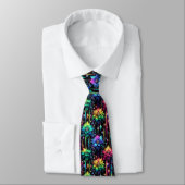 Col cravate flamboyant | Fleurs arc-en-ciel et dia (Attaché)