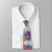 Col cravate flamboyant | Fleurs et diamants arc-en (Attaché)