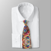 Col cravate flamboyant | Fleurs et diamants arc-en (Attaché)