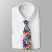 Col cravate flamboyant | Fleurs et diamants arc-en (Attaché)