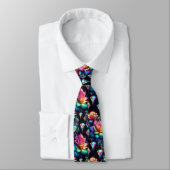 Col cravate flamboyant | Fleurs et diamants arc-en (Attaché)