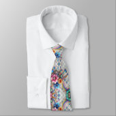 Col cravate flamboyant | Fleurs et diamants arc-en (Attaché)