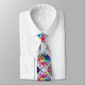 Col cravate flamboyant | Fleurs et diamants arc-en (Attaché)