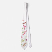 Col cravate fleur rose libellule (Devant)