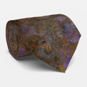 Col cravate fleuri abstrait violet marron (Roulé)