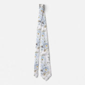 Col cravate fleurs aquarelle bleu poussiéreux pivo (Dos)