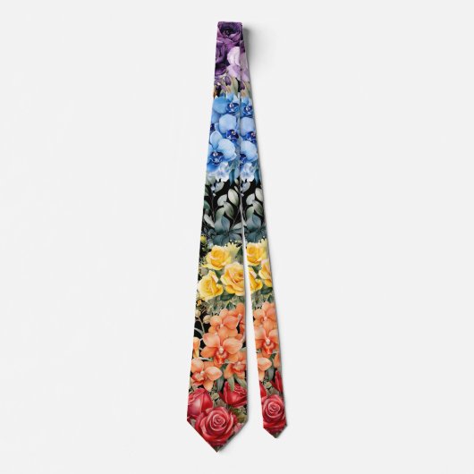 Col cravate Fleurs Arc-en-ciel (Devant)