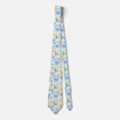 Col cravate fleurs bleu et jaune (Devant)