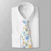 Col cravate fleurs bleu et jaune (Attaché)